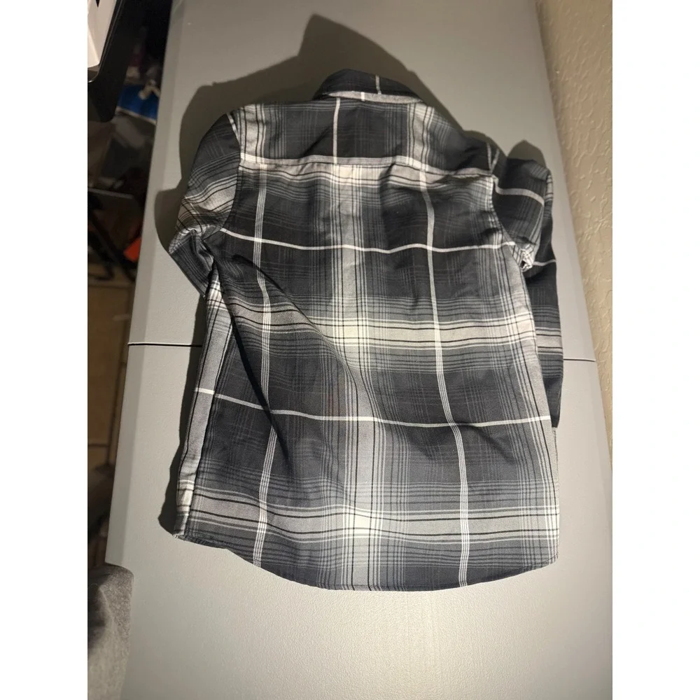 Dixxon Flannel Co Youth Division Grey Black Plaid D-Tech Shirt Kids XL